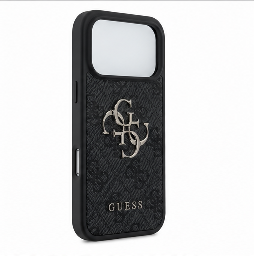 Guess PU 4G Metal Logo Handyhülle für Apple iPhone 17 Pro Schwarz Case
