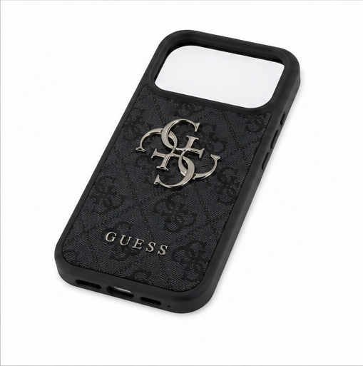 Guess PU 4G Metal Logo Handyhülle für Apple iPhone 17 Pro Schwarz Case
