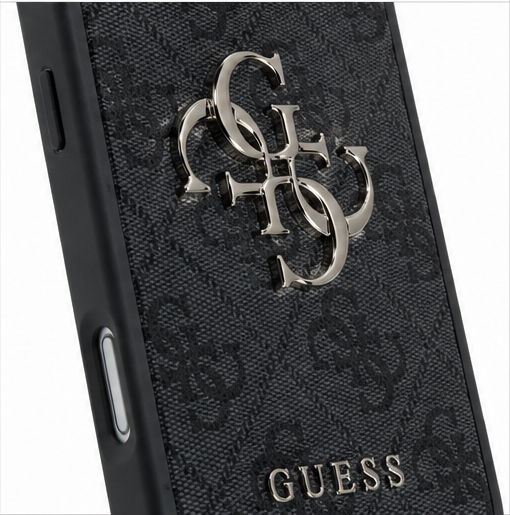 Guess PU 4G Metal Logo Handyhülle für Apple iPhone 17 Pro Schwarz Case
