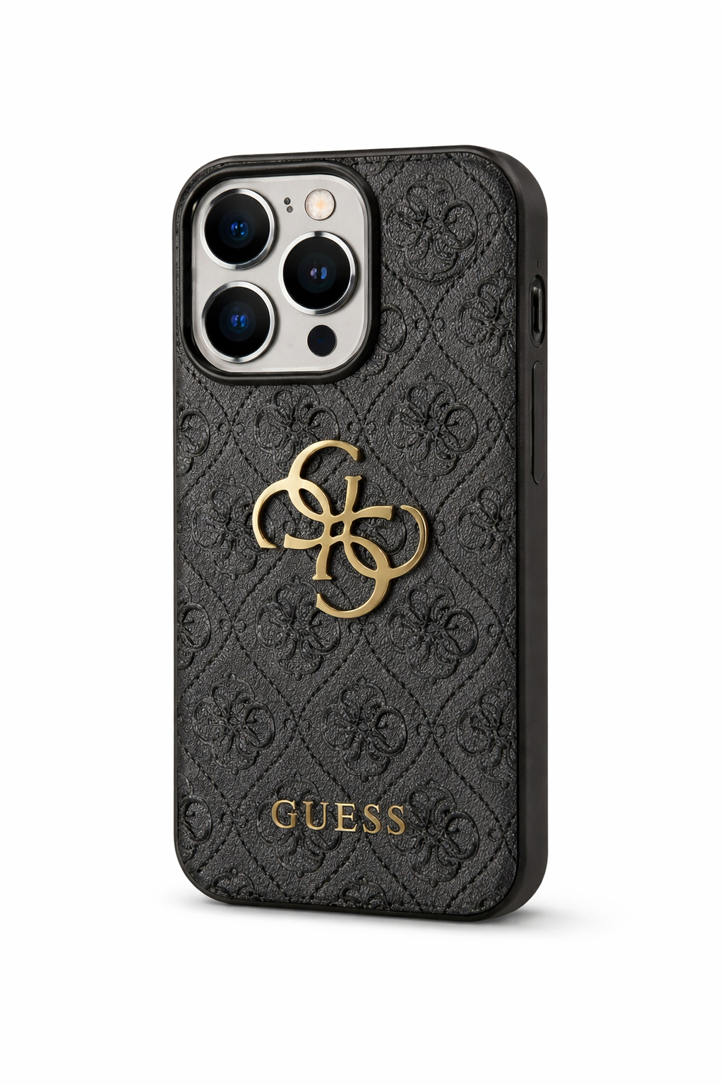 Guess PU 4G Metal Logo Case für Apple iPhone 14 Pro – Grau
