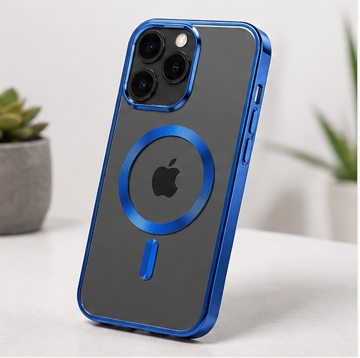 MagSafe Hülle für Apple iPhone 17 Pro Max Transparent Blau – Stoßfest Clear Case Magnetisch