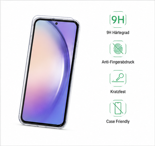 4smarts 360° Starter Set für Samsung Galaxy A55 – Panzerglas + Transparentes Case