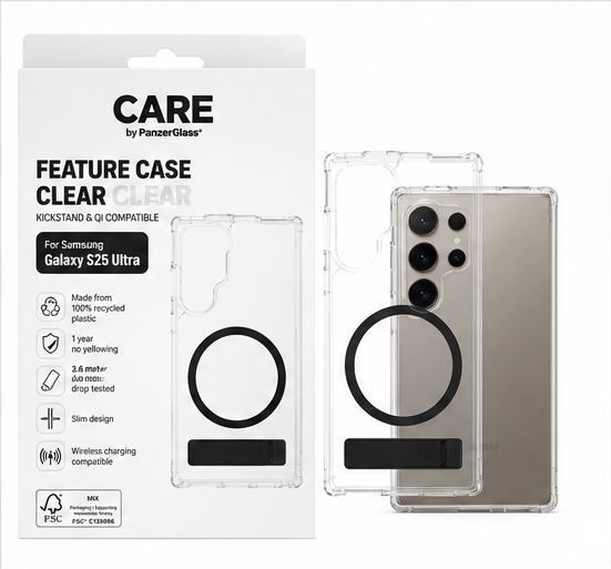 CARE Feature Case für Samsung Galaxy S25 Ultra – Transparent, MagSafe, Kickstand & Qi-kompatibel
