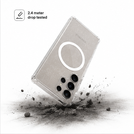 CARE by PanzerGlass Flagship Case Star Lit für Samsung Galaxy S25 Ultra – Glitzer Case Transparent