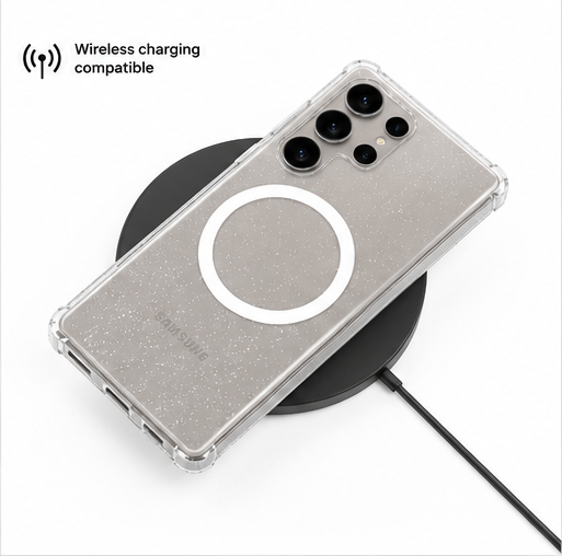 CARE by PanzerGlass Flagship Case Star Lit für Samsung Galaxy S25 Ultra – Glitzer Case Transparent