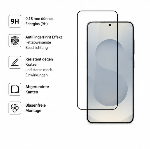 okkes® Premium Panzerglas 3D für Samsung Galaxy S25 Edge