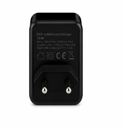 goobay USB-A Multiport Ladegerät 30W 4-Port USB Netzteil Schnellladegerät Weiß