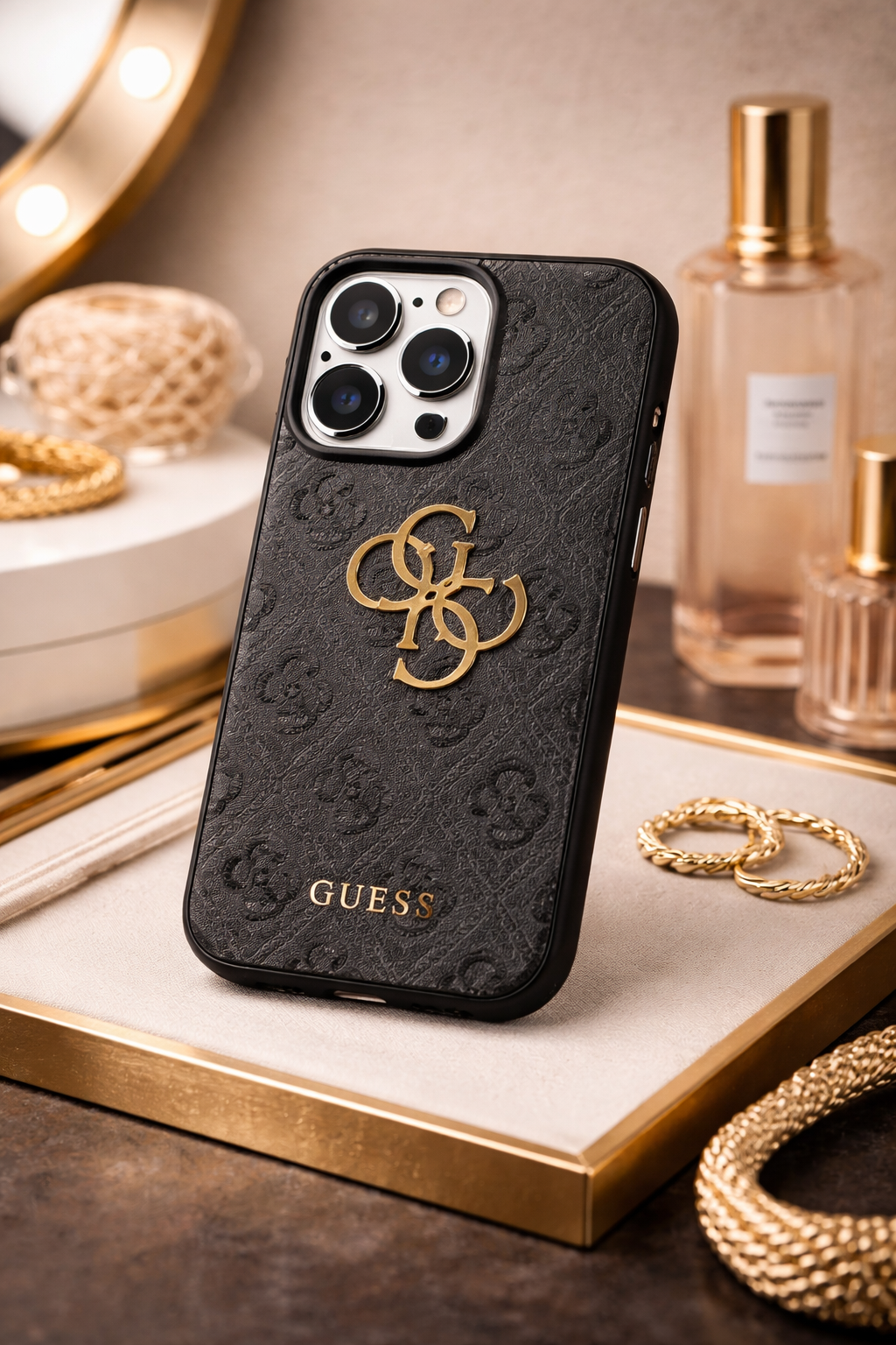 Guess PU 4G Metal Logo Case für Apple iPhone 15 Pro