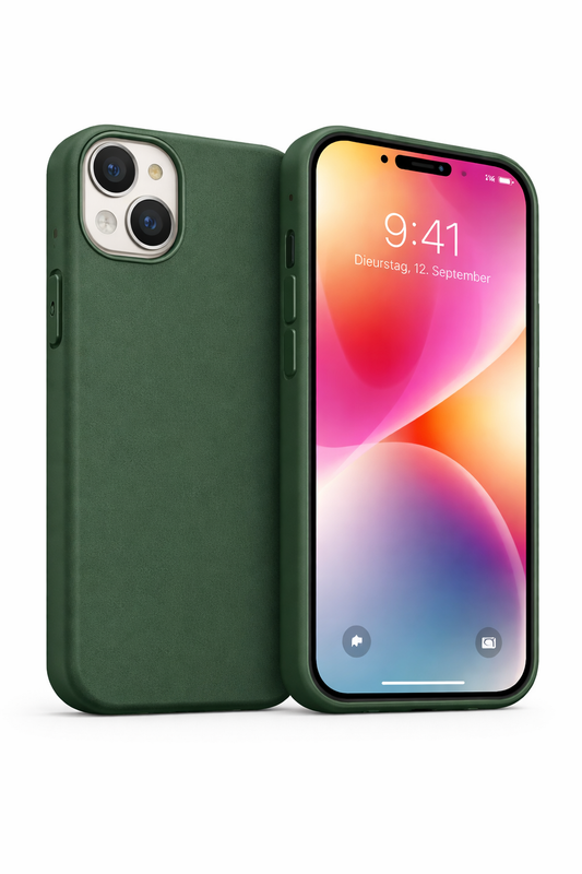 MagSafe PU Leather Case für Apple iPhone 16 – Fire Green
