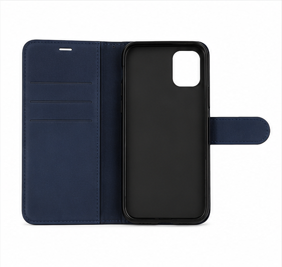 Apple iPhone 16 Bookcase Hülle mit Kartenfach – anco Basic PU Leder Schutzhülle