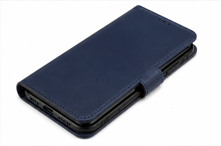 Apple iPhone 16 Bookcase Hülle mit Kartenfach – anco Basic PU Leder Schutzhülle