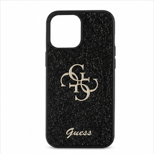 Guess 4G Glitter Case für Apple iPhone 16 Pro Max Schwarz – Premium Handyhülle