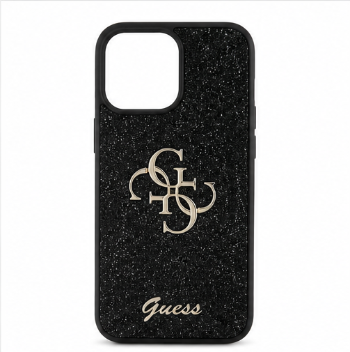 Guess 4G Glitter Case für Apple iPhone 16 Pro Max Schwarz – Premium Handyhülle
