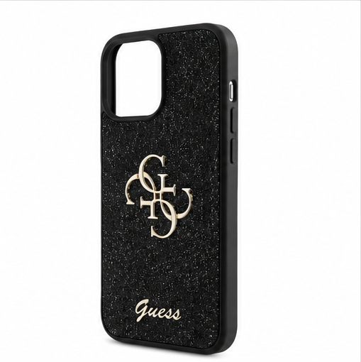 Guess 4G Glitter Case für Apple iPhone 16 Pro Max Schwarz – Premium Handyhülle
