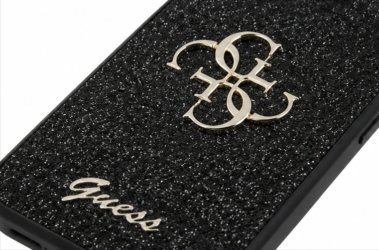 Guess 4G Glitter Case für Apple iPhone 16 Pro Max Schwarz – Premium Handyhülle