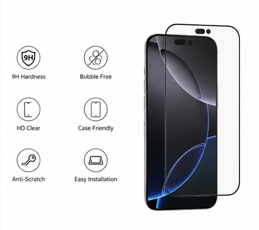 OKKES Panzerglas für Apple iPhone 17 Air – 3D Full Cover Displayschutz 9H Schutzglas