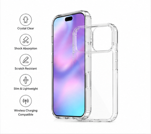 okkes® JUMP PLUS Hülle für Apple iPhone 17 Pro Max Transparent – Stoßfestes Clear Case TPU + PC