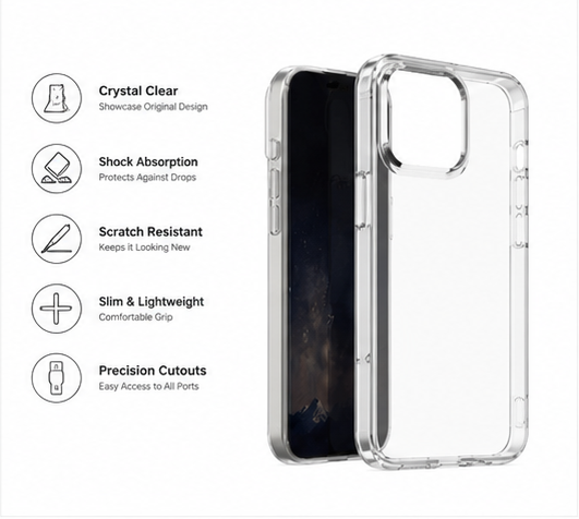 OKKES AIR TPU Hülle für Apple iPhone 17 Pro Max Transparent – Dünne Handyhülle Clear Case