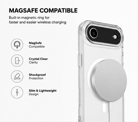 okkes® MagSafe Case für Apple iPhone 17 Air – Transparente Handyhülle Clear