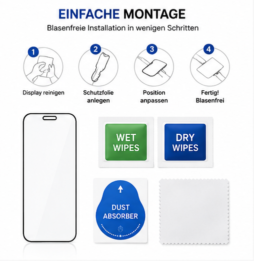 anco Hybrid Glass Panzerglas für Apple iPhone 16 Pro Max / 17 Pro Max / 18 Pro Max – 8H Displayschutz, ultradünn 0,19 mm