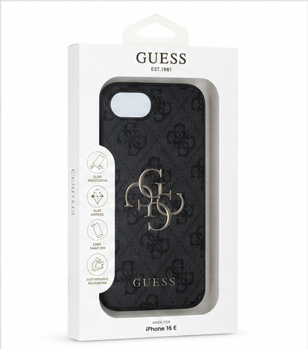 Guess PU 4G Metal Logo Case für Apple iPhone 16e / 17e Premium Handyhülle
