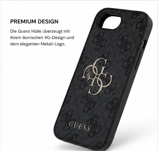 Guess PU 4G Metal Logo Case für Apple iPhone 16e / 17e Premium Handyhülle