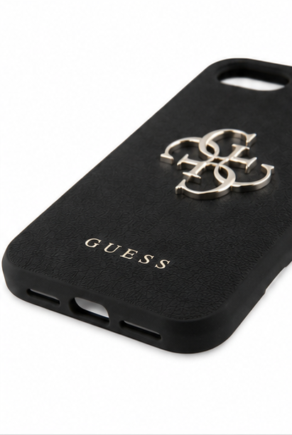 Guess 4G Logo Handyhülle für Apple iPhone 17e / 16e Schwarz – Premium Schutzcase