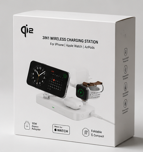 4smarts Qi2 Ladestation Trident 3in1 MagSafe Ladegerät für Apple Watch & iPhone