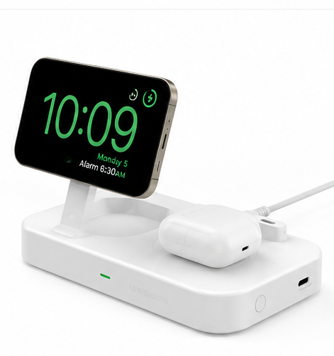4smarts Qi2 Ladestation Trident Weiß – 3in1 MagSafe Wireless Charger 15W