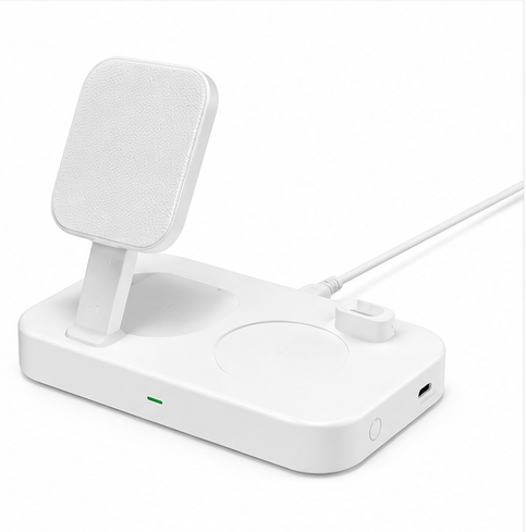 4smarts Qi2 Ladestation Trident Weiß – 3in1 MagSafe Wireless Charger 15W