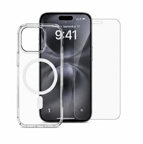 iPhone 17 Pro Max MagSafe Hülle + Panzerglas + 20W Ladegerät | 4smarts 3in1 Premium Starter Set