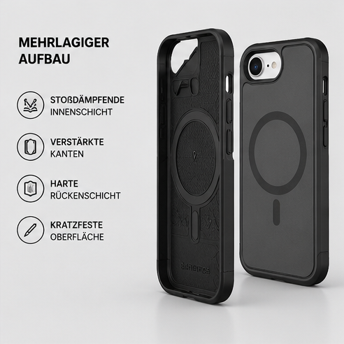 4smarts Defend Case MagSafe für iPhone 17e / iPhone 16e – Robuste Schutzhülle Schwarz