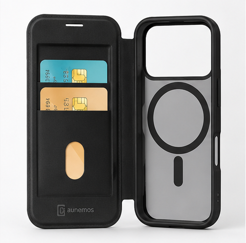 Cellularline Book Case Daily MAG für Apple iPhone 17 Schwarz – MagSafe Handyhülle Klapphülle Wallet Case