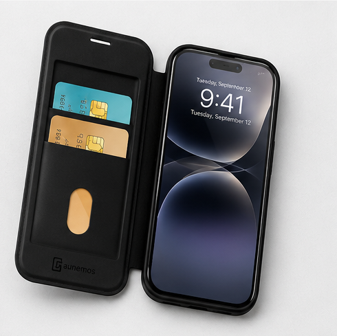 Cellularline Book Case Daily MAG für Apple iPhone 17 Schwarz – MagSafe Handyhülle Klapphülle Wallet Case