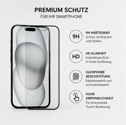 Apple iPhone 15 Plus Panzerglas Fullscreen 9H – anco Displayschutzglas Schwarz