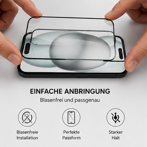 Apple iPhone 15 Plus Panzerglas Fullscreen 9H – anco Displayschutzglas Schwarz
