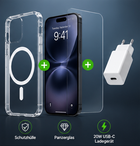 4smarts 3in1 Premium Starter Set für Apple iPhone 17 Pro – MagSafe Hülle, Panzerglas & 20W Schnellladegerät