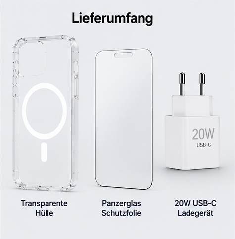 4smarts 3in1 Premium Starter Set für Apple iPhone 17 Pro – MagSafe Hülle, Panzerglas & 20W Schnellladegerät