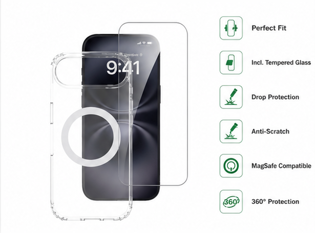 4smarts 360° Premium Protection Set für Apple iPhone Air – MagSafe Hülle & Panzerglas 9H