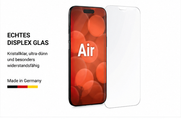 DISPLEX Real Glass + Case für Apple iPhone Air – 10H Panzerglas & transparente Schutzhülle