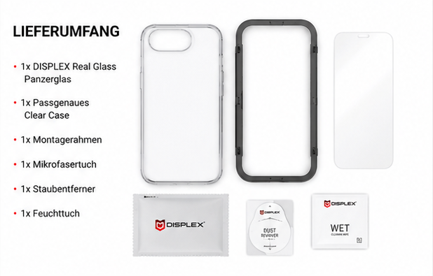 DISPLEX Real Glass + Case für Apple iPhone Air – 10H Panzerglas & transparente Schutzhülle