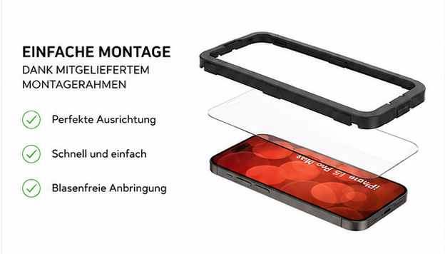 DISPLEX Real Glass + Case Set für Apple iPhone 15 Pro Max – Panzerglas & Schutzhülle 10H
