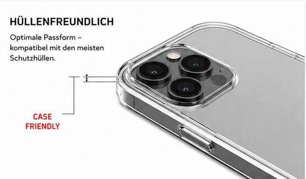 DISPLEX Real Glass + Case Set für Apple iPhone 15 Pro Max – Panzerglas & Schutzhülle 10H