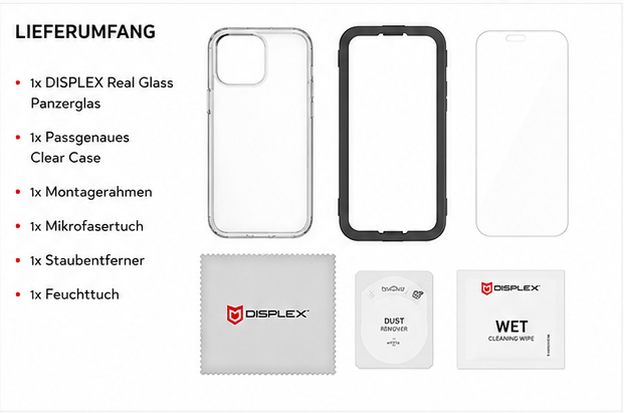 DISPLEX Real Glass + Case Set für Apple iPhone 15 Pro Max – Panzerglas & Schutzhülle 10H