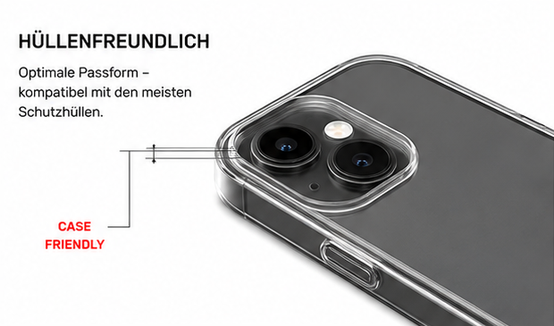 DISPLEX Real Glass + Case Set für Apple iPhone 15 – Panzerglas & Schutzhülle 10H Displayschutz