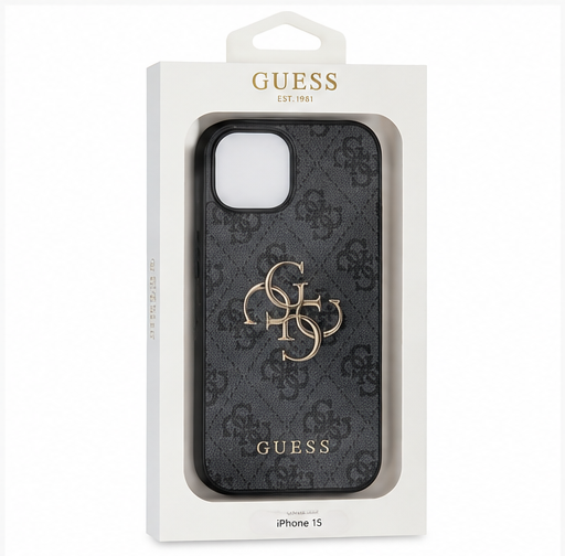 Guess PU 4G Metal Logo Handyhülle für Apple iPhone 13, 14 & 15 – Premium Schutzhülle