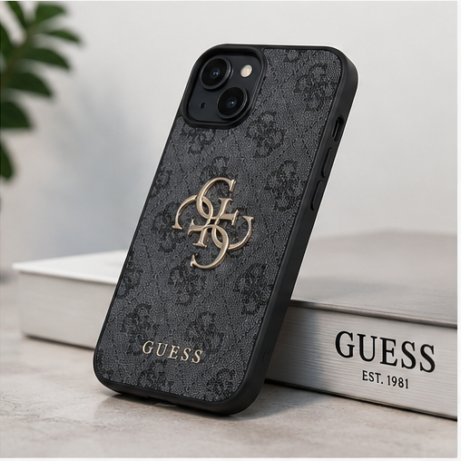 Guess PU 4G Metal Logo Handyhülle für Apple iPhone 13, 14 & 15 – Premium Schutzhülle
