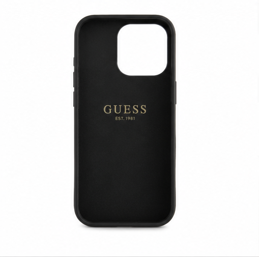 Guess 4G Metal Logo Handyhülle für Apple iPhone 15 Pro – Premium Schutzhülle PU Backcover