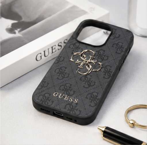 Guess 4G Metal Logo Handyhülle für Apple iPhone 15 Pro – Premium Schutzhülle PU Backcover