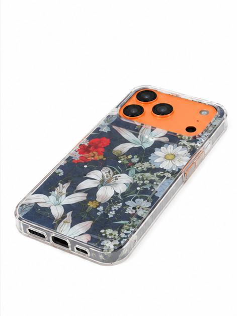 iPhone 17 Pro Blumen Hülle – anco Flower Case TPU Schutzhülle Blau